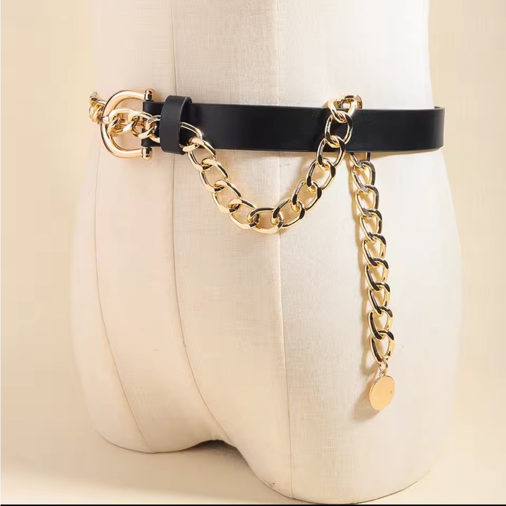 NWT - Chain BELT - Black & Gold - Adjustable - Stylish - Luxury - Business - Picture 2 of 7